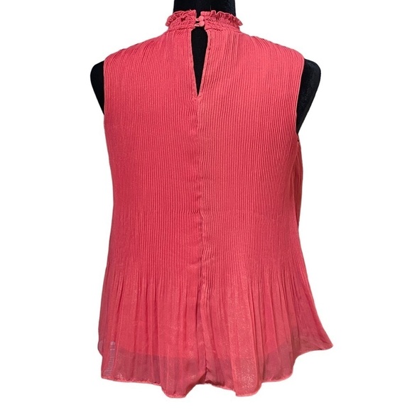 Nanette Lepore Pink Pleated Sparkle Mock Neck Tank Top XS Retro Fairycore - Picture 4 of 7